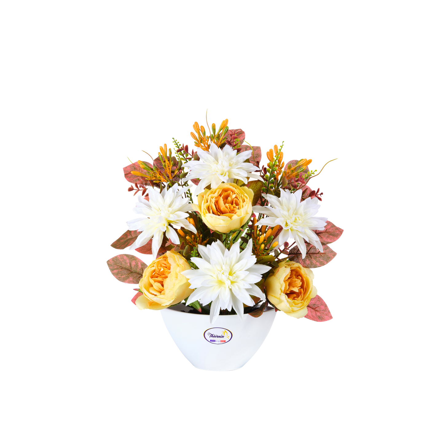 COUPE BLANCHE DE DAHLIAS/PIVOINES