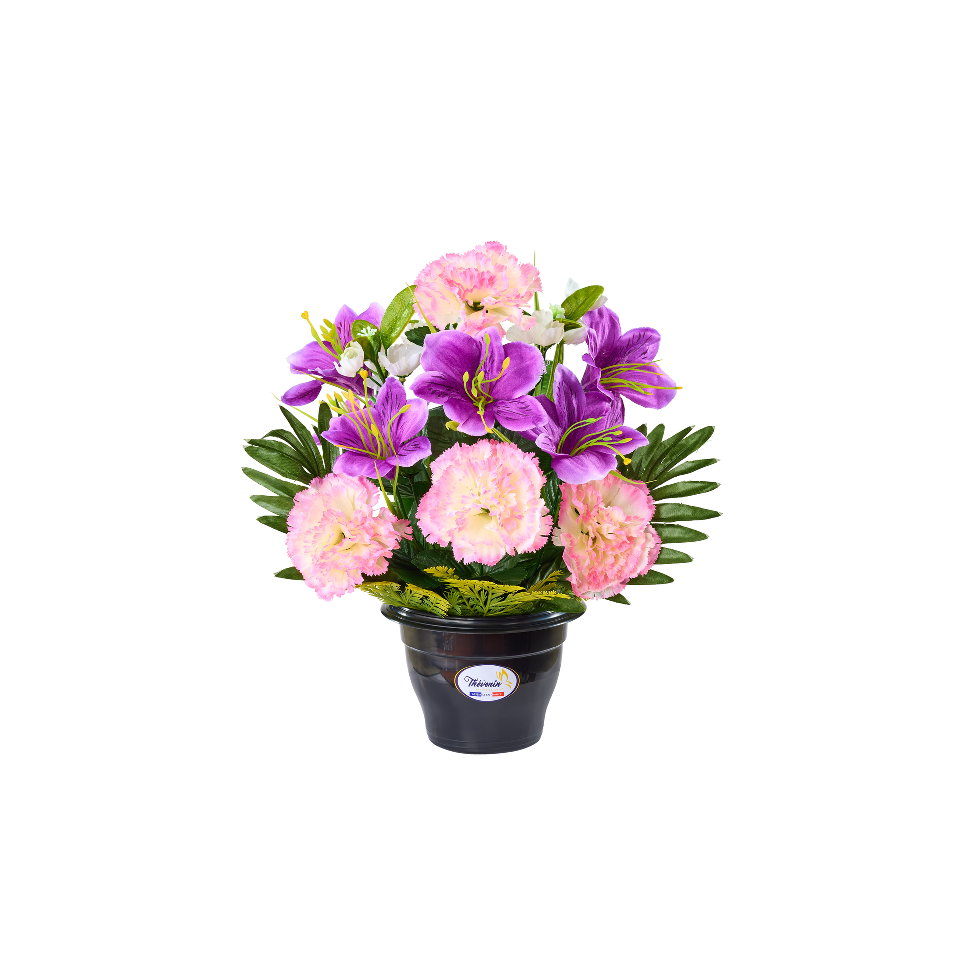 POT D'ŒILLETS/LYS/FLEURETTES