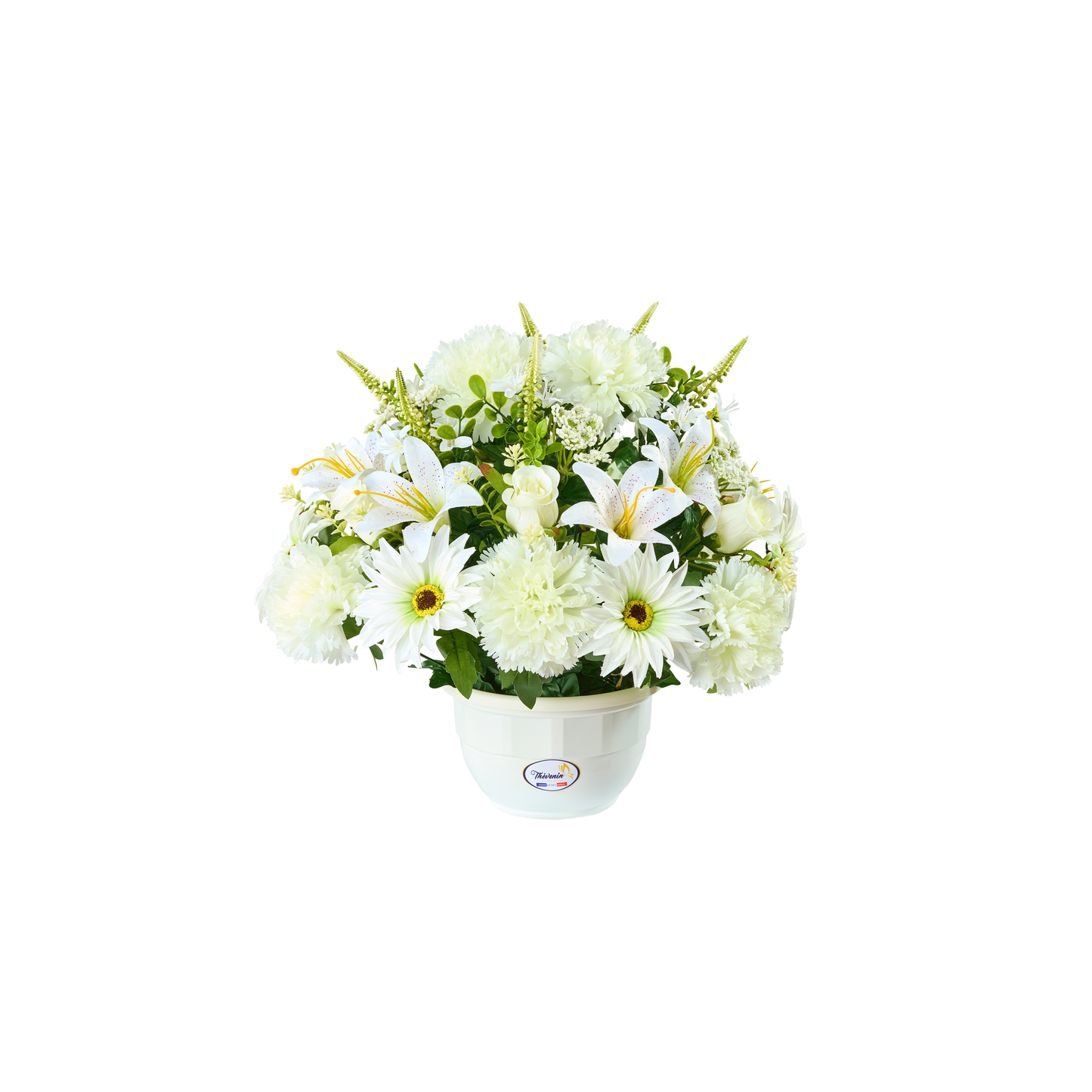 Coupe Blanche De Gerberas/Lys/Roses/Œillets