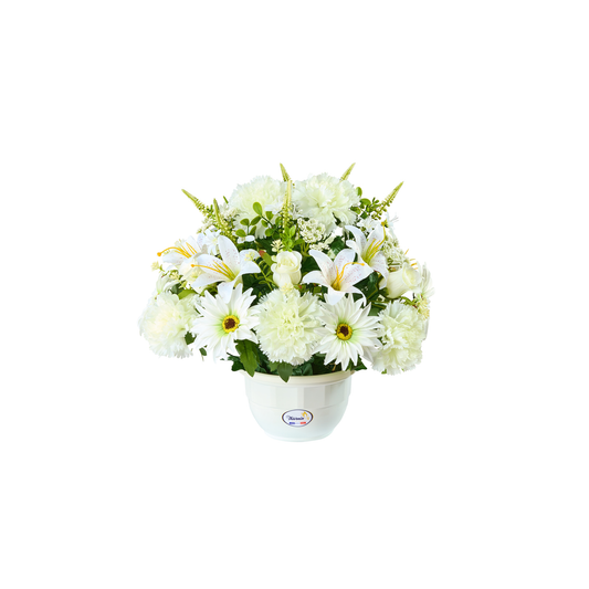 Coupe Blanche De Gerberas/Lys/Roses/Œillets