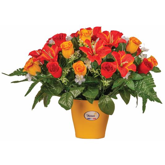 POT DE ROSES ET LYS