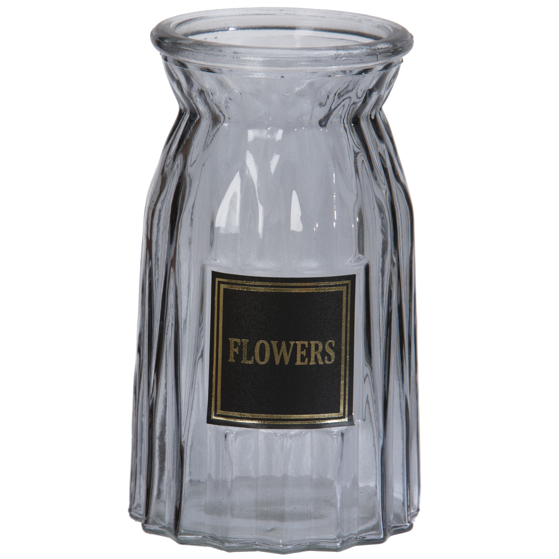 VASE EN VERRE TEINTE GRIS - FLOWERS