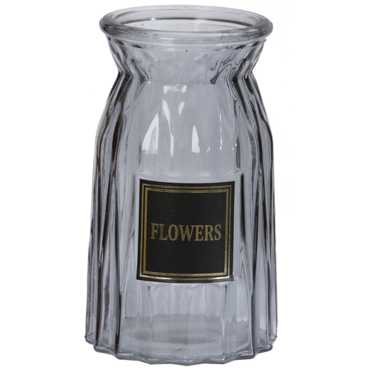 VASE EN VERRE TEINTE GRIS - FLOWERS